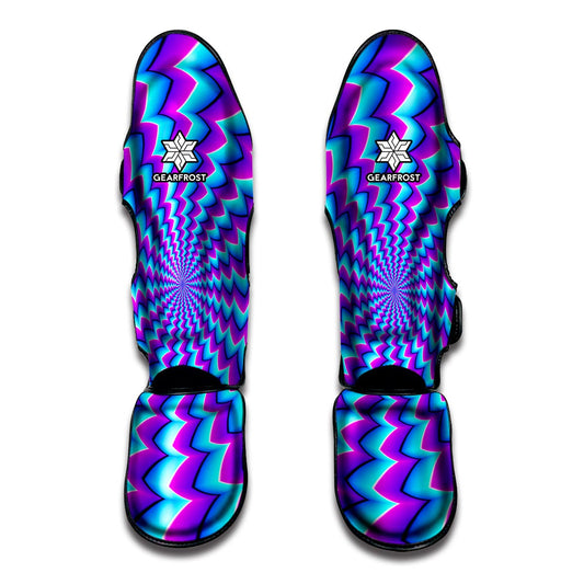 Blue Dizzy Moving Optical Illusion Muay Thai Shin Guard