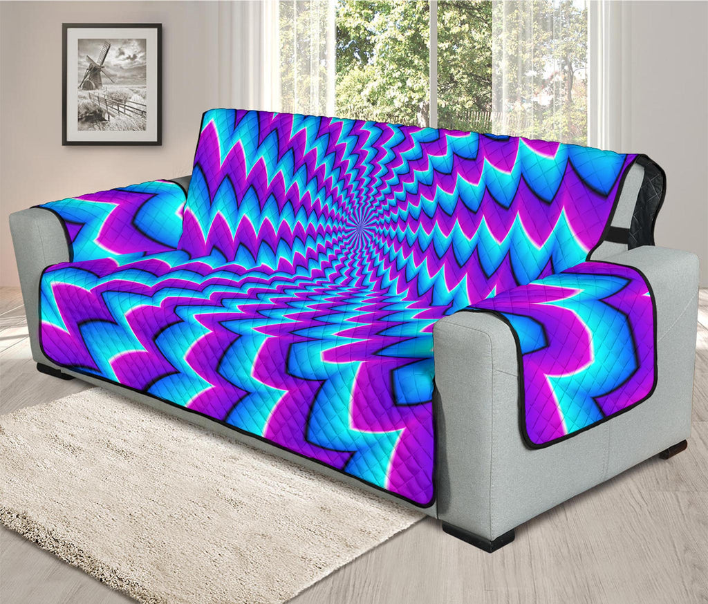 Blue Dizzy Moving Optical Illusion Oversized Sofa Protector