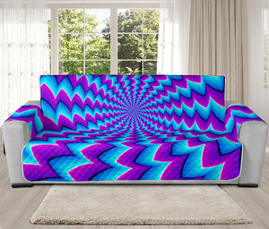 Blue Dizzy Moving Optical Illusion Oversized Sofa Protector