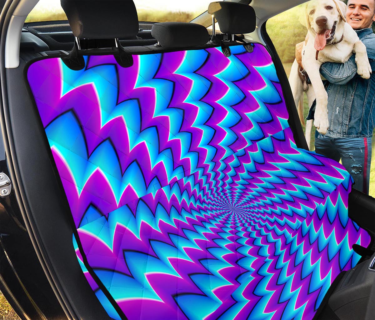 Blue Dizzy Moving Optical Illusion Pet Car Back Seat Cover