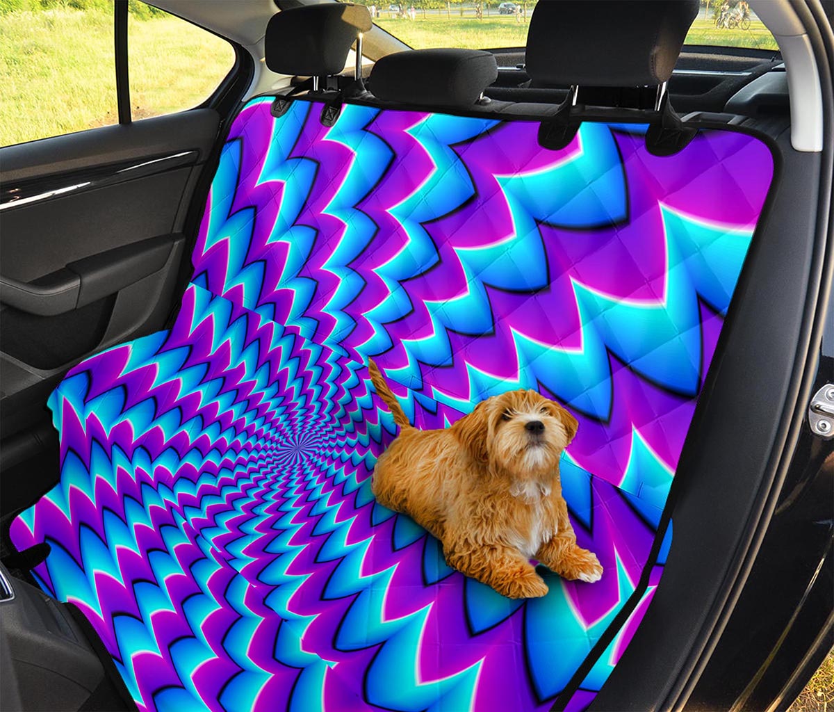 Blue Dizzy Moving Optical Illusion Pet Car Back Seat Cover