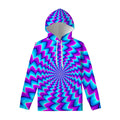 Blue Dizzy Moving Optical Illusion Pullover Hoodie