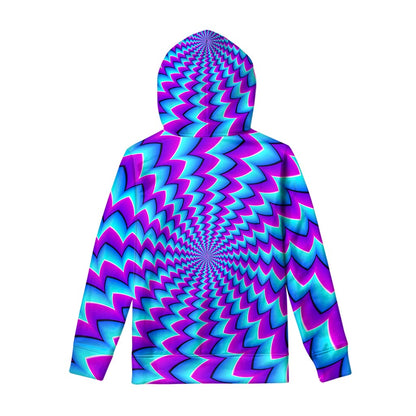 Blue Dizzy Moving Optical Illusion Pullover Hoodie