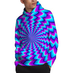 Blue Dizzy Moving Optical Illusion Pullover Hoodie