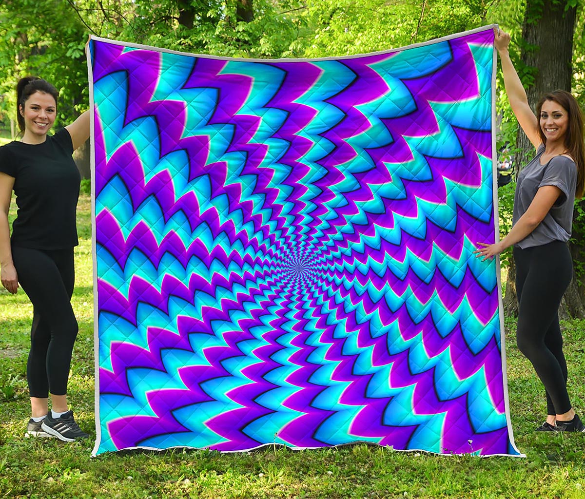 Blue Dizzy Moving Optical Illusion Quilt