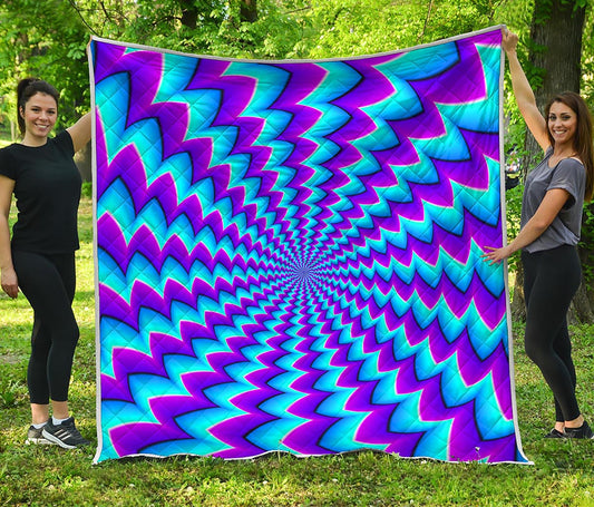 Blue Dizzy Moving Optical Illusion Quilt