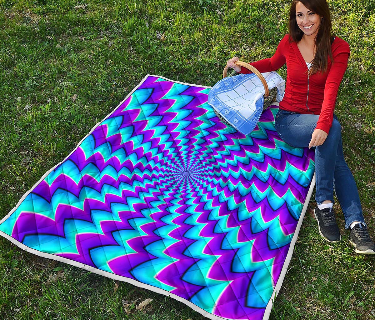 Blue Dizzy Moving Optical Illusion Quilt