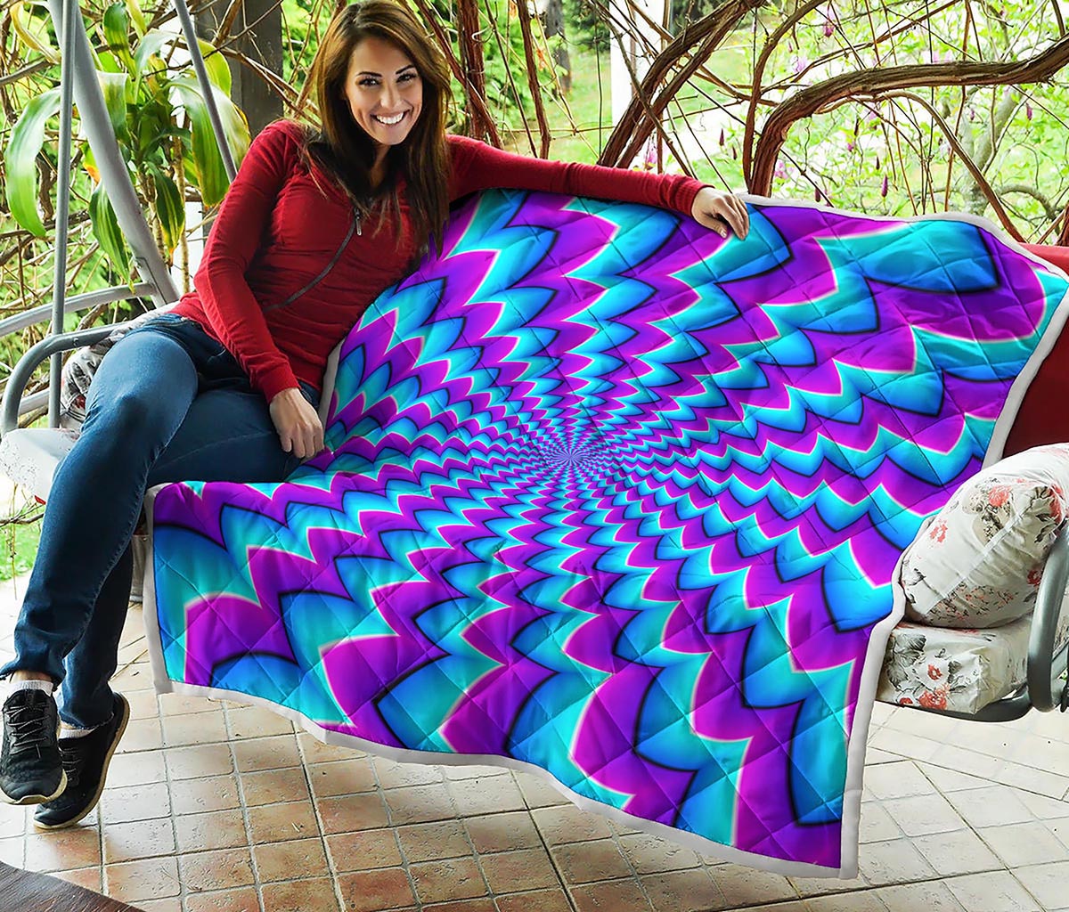 Blue Dizzy Moving Optical Illusion Quilt