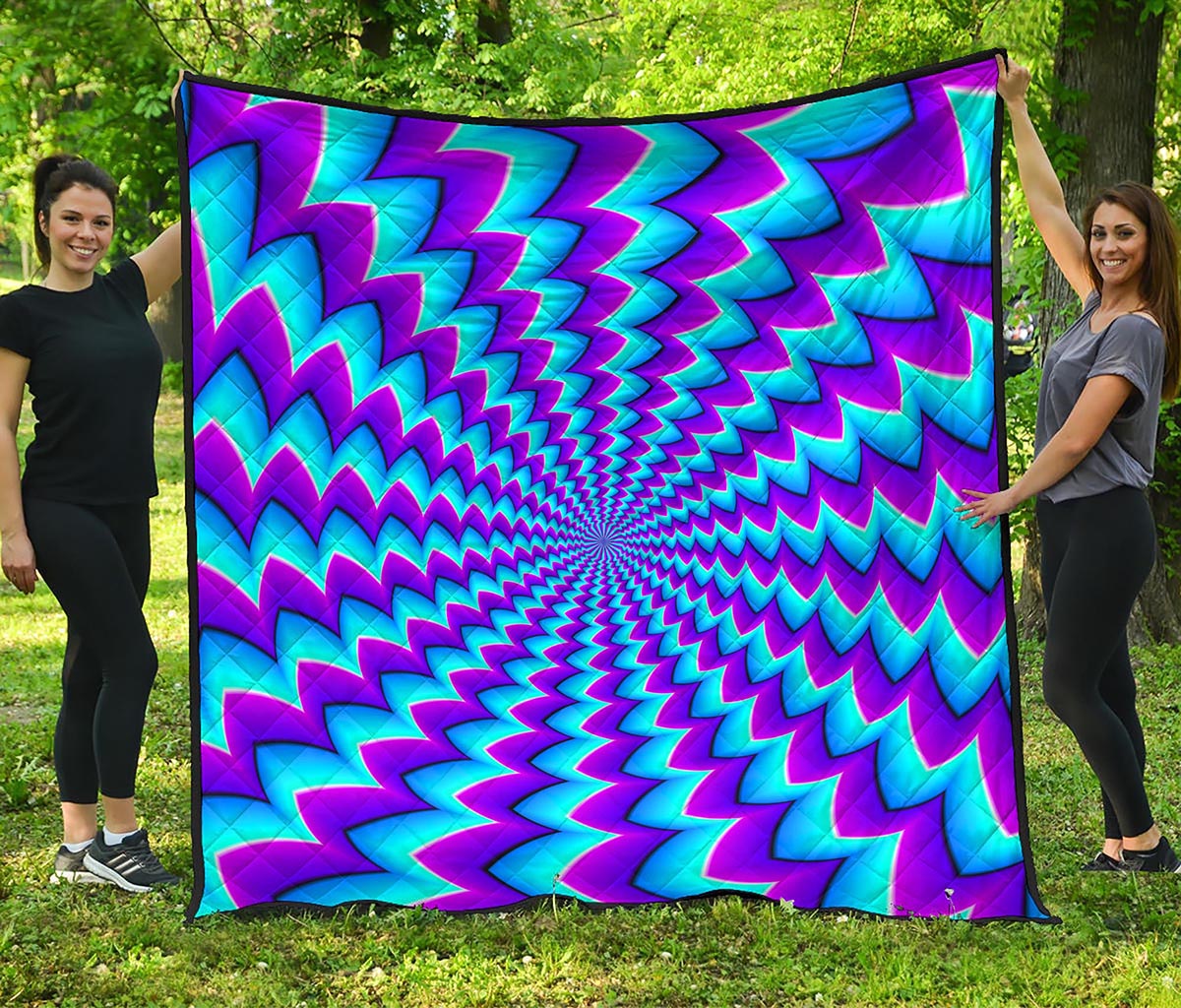 Blue Dizzy Moving Optical Illusion Quilt