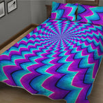 Blue Dizzy Moving Optical Illusion Quilt Bed Set