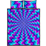 Blue Dizzy Moving Optical Illusion Quilt Bed Set