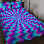 Blue Dizzy Moving Optical Illusion Quilt Bed Set