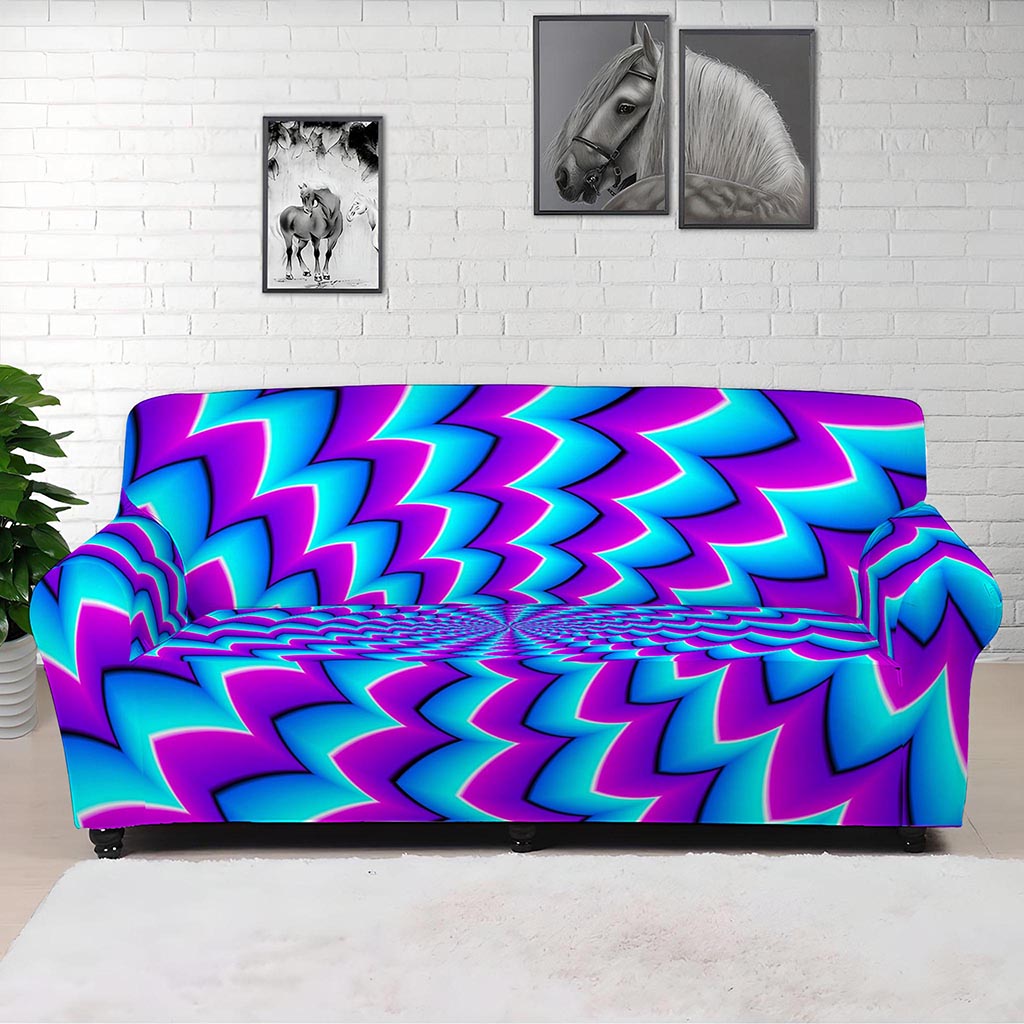 Blue Dizzy Moving Optical Illusion Sofa Cover