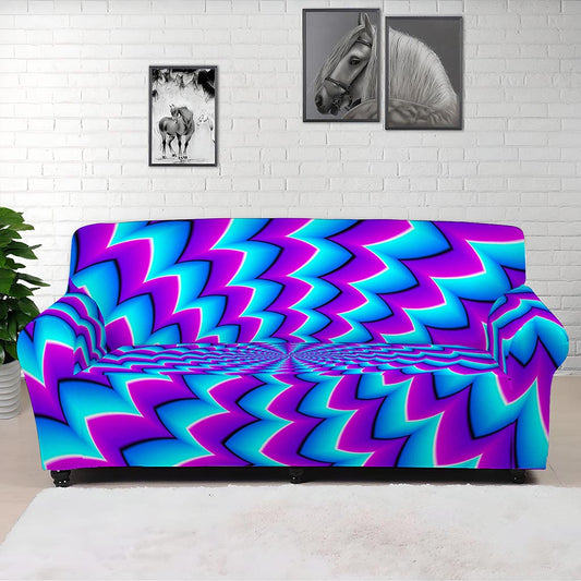 Blue Dizzy Moving Optical Illusion Sofa Cover