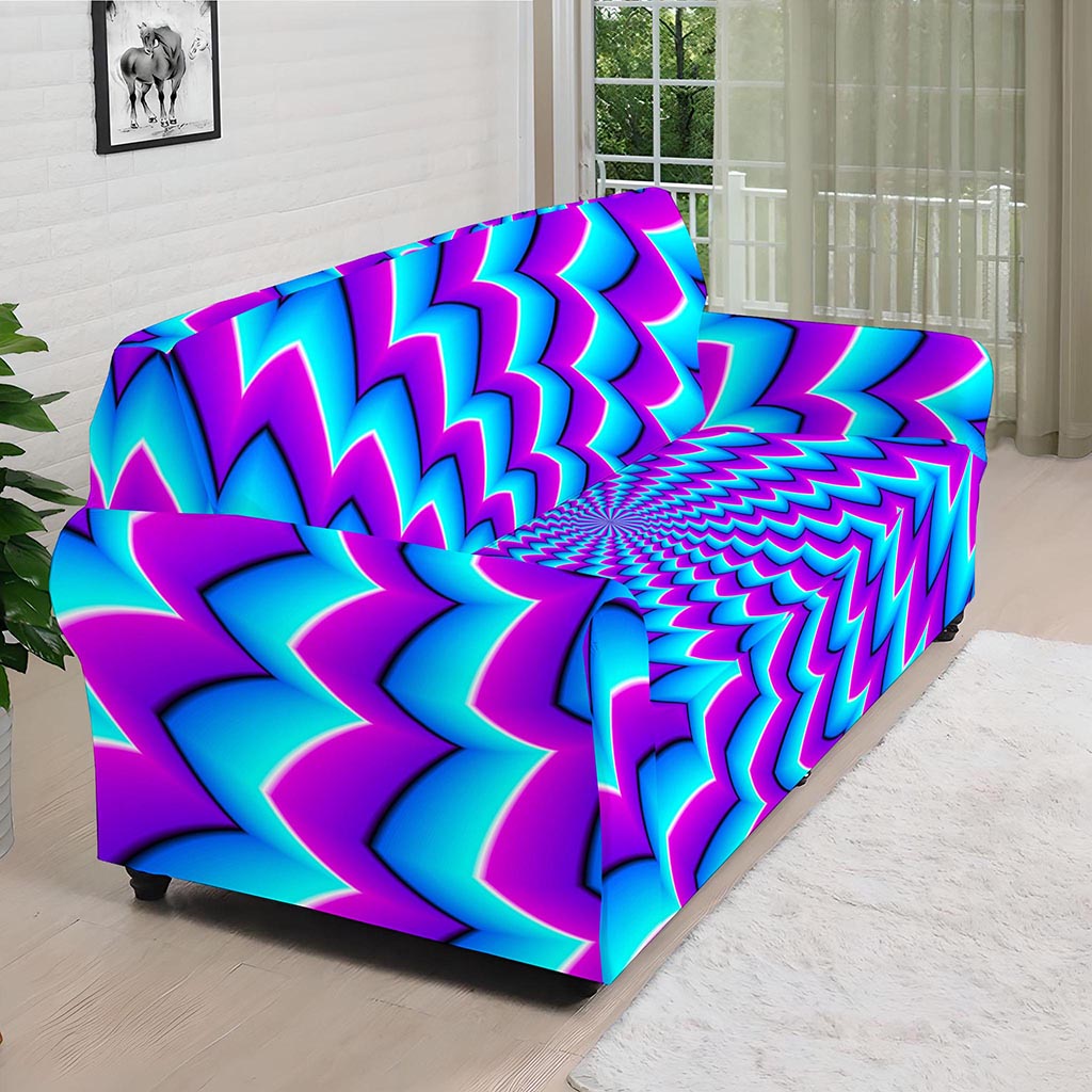 Blue Dizzy Moving Optical Illusion Sofa Cover