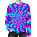 Blue Dizzy Moving Optical Illusion Women's Crewneck Sweatshirt GearFrost