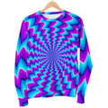 Blue Dizzy Moving Optical Illusion Women's Crewneck Sweatshirt