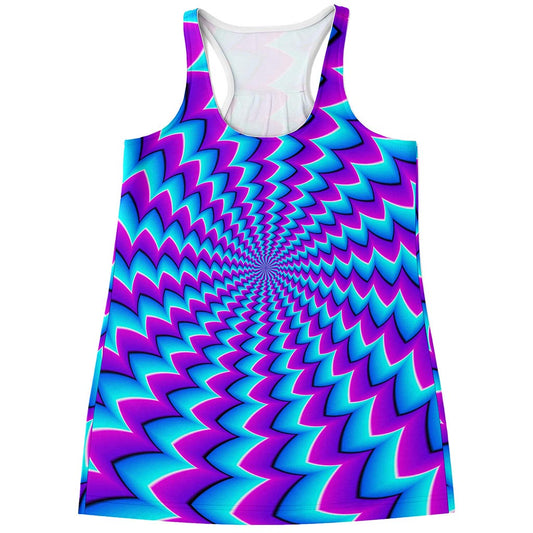 Blue Dizzy Moving Optical Illusion Women's Racerback Tank Top