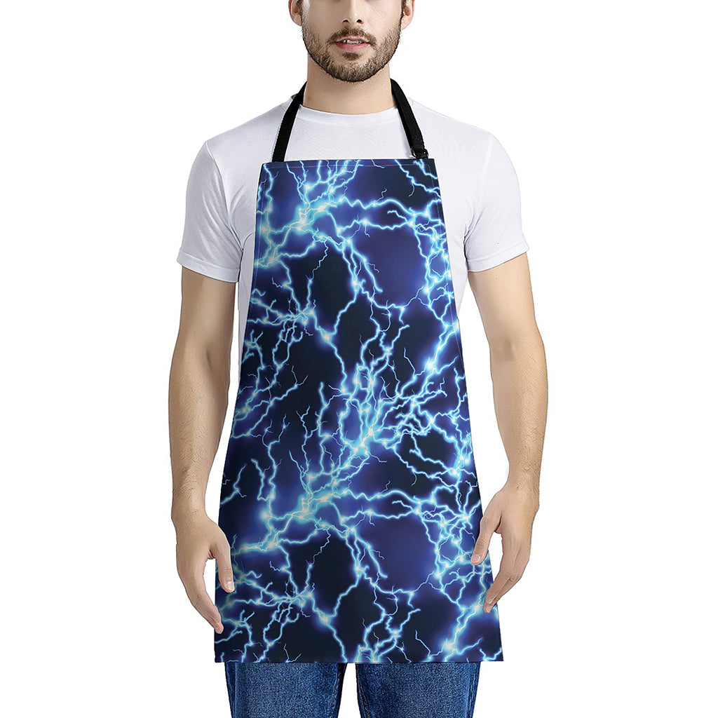 Blue Electric Lightning Print Apron