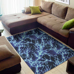 Blue Electric Lightning Print Area Rug