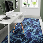 Blue Electric Lightning Print Area Rug