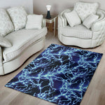 Blue Electric Lightning Print Area Rug