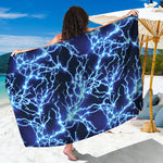 Blue Electric Lightning Print Beach Sarong Wrap