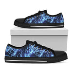 Blue Electric Lightning Print Black Low Top Shoes
