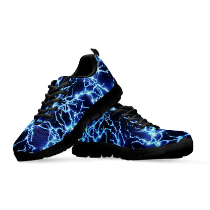 Blue Electric Lightning Print Black Sneakers