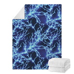 Blue Electric Lightning Print Blanket