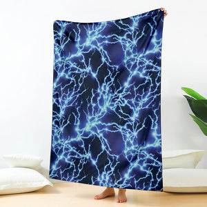 Blue Electric Lightning Print Blanket