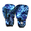 Blue Electric Lightning Print Boxing Gloves