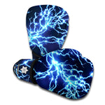 Blue Electric Lightning Print Boxing Gloves