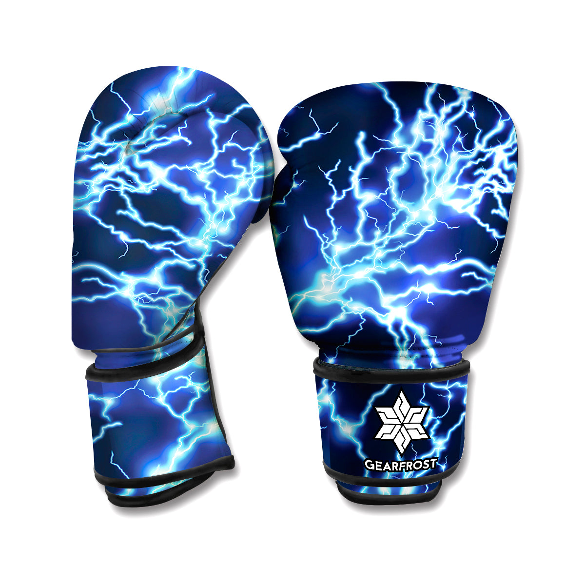 Blue Electric Lightning Print Boxing Gloves