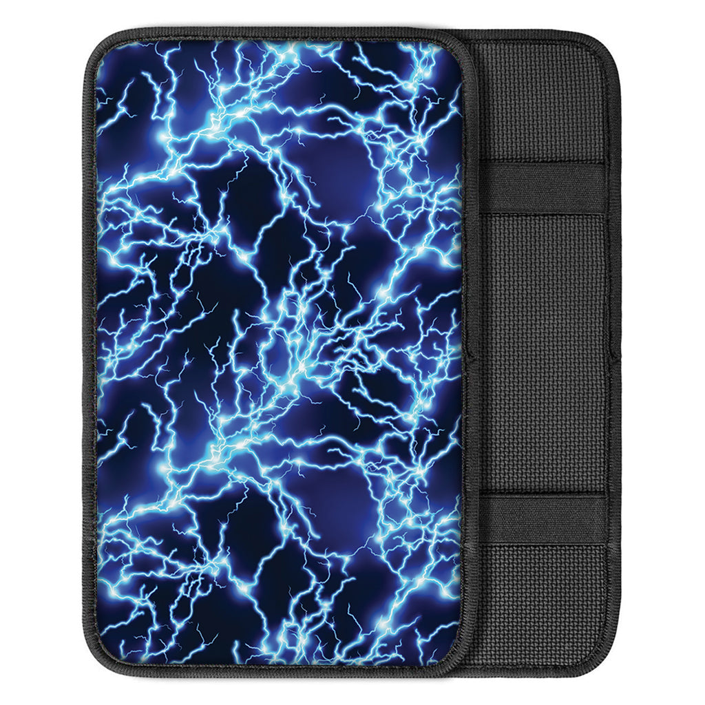 Blue Electric Lightning Print Car Center Console Cover