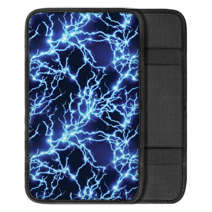 Blue Electric Lightning Print Car Center Console Cover