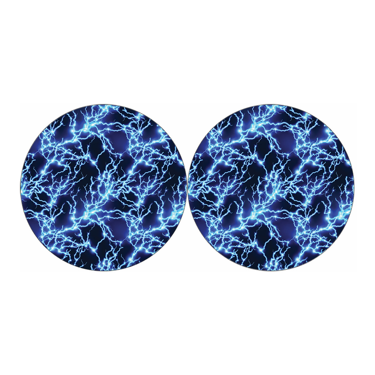 Blue Electric Lightning Print Car Coasters