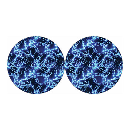 Blue Electric Lightning Print Car Coasters