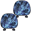 Blue Electric Lightning Print Car Headrest Covers