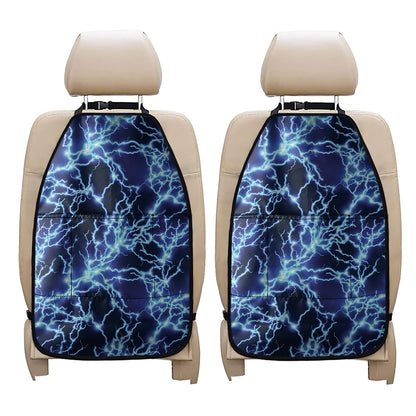 Blue Electric Lightning Print Car Seat Organizers