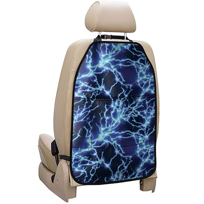 Blue Electric Lightning Print Car Seat Organizers