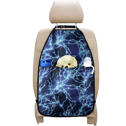 Blue Electric Lightning Print Car Seat Organizers