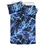 Blue Electric Lightning Print Duvet Cover Bedding Set
