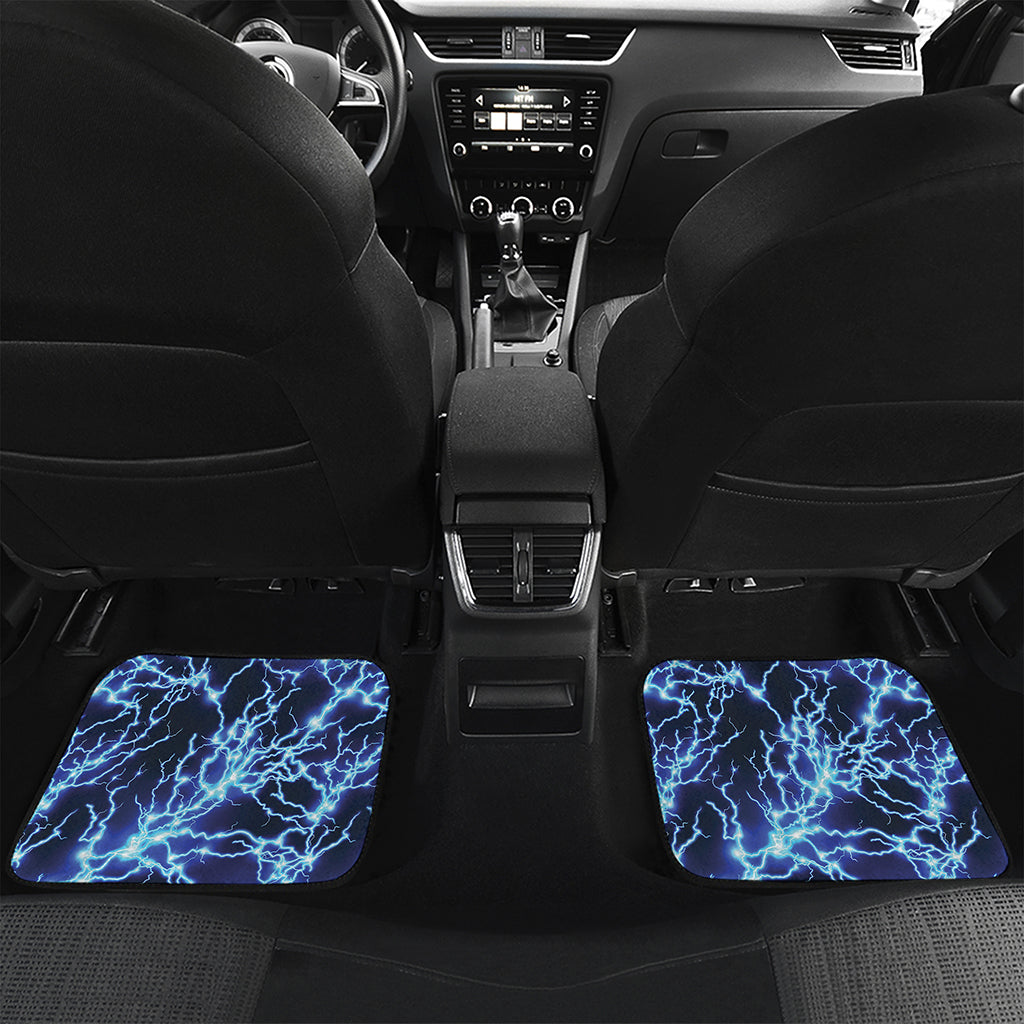 Blue Electric Lightning Print Front and Back Car Floor Mats