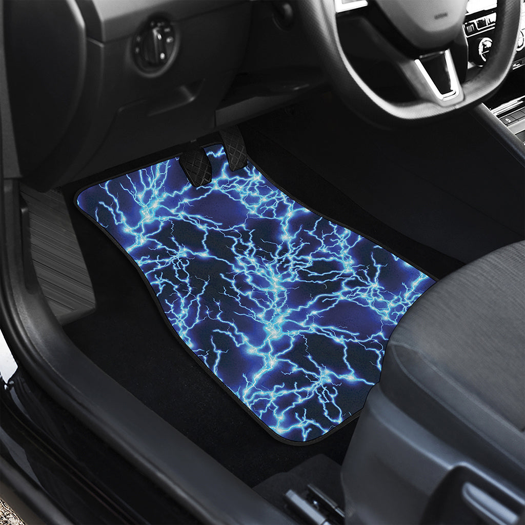 Blue Electric Lightning Print Front and Back Car Floor Mats