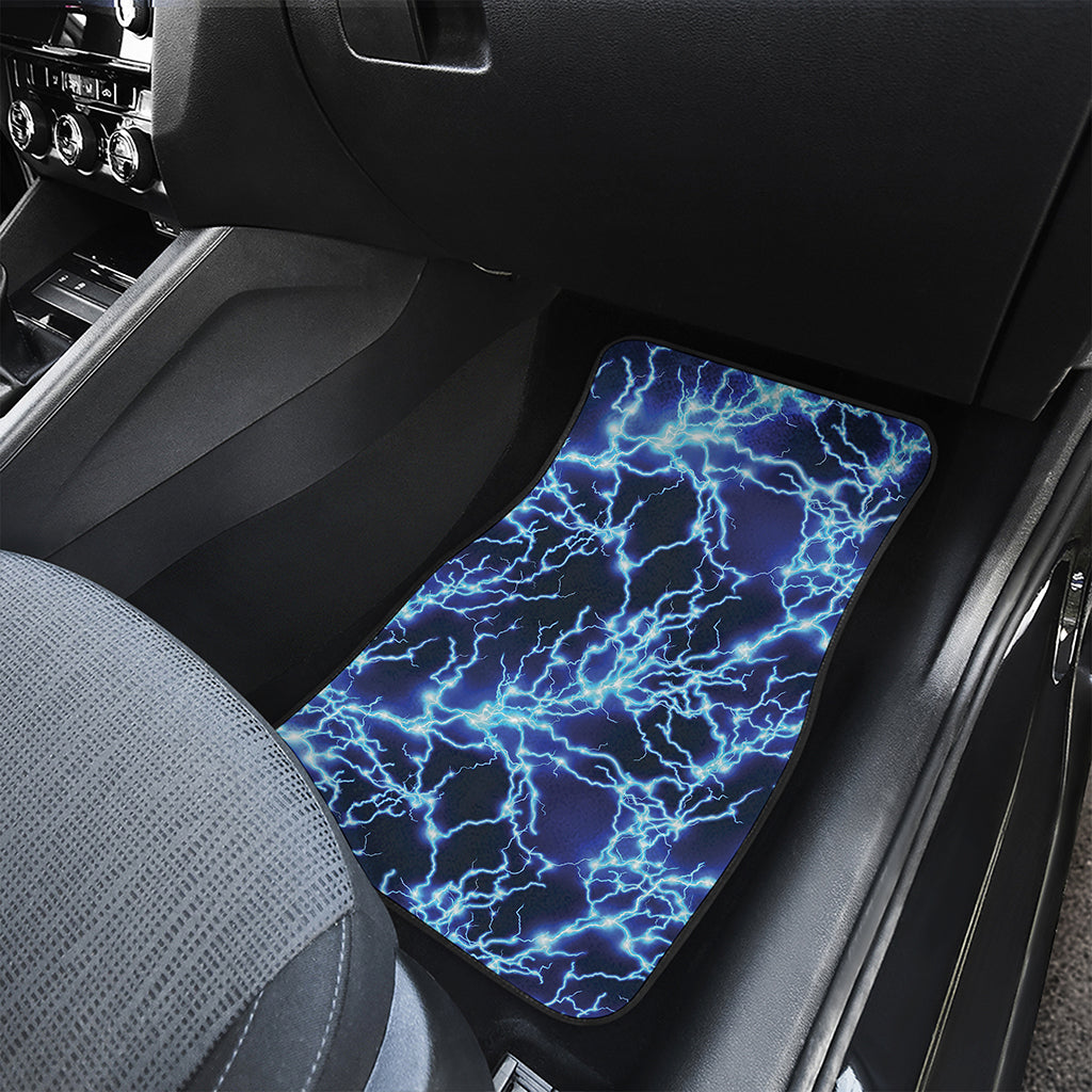 Blue Electric Lightning Print Front and Back Car Floor Mats