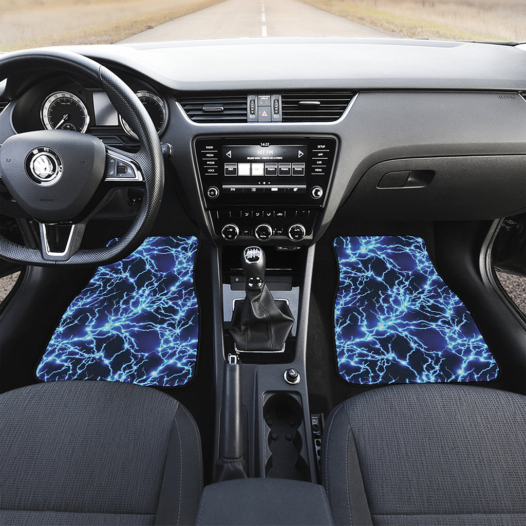 Blue Electric Lightning Print Front Car Floor Mats