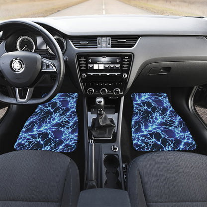 Blue Electric Lightning Print Front Car Floor Mats