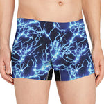 Blue Electric Lightning Print Men's Boxer Briefs
