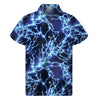 Blue Electric Lightning Print Men's Short Sleeve Shirt